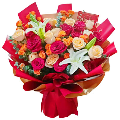 福州19朵玫瑰百合，爱情永不凋零