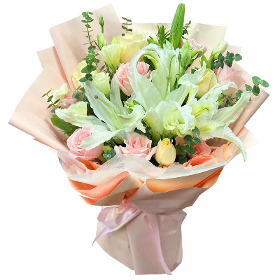 福州10朵玫瑰百合混搭，爱是难忘时刻