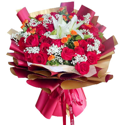 福州33朵红玫瑰百合，爱如同花般绽放